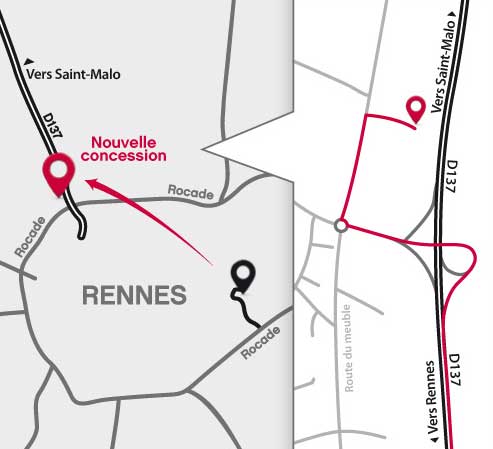 Plan accès NISSAN By Espace 3 Rennes Saint-Jouan-des-Guérets